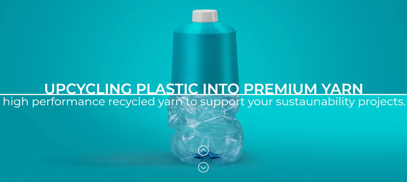 Recycled OceanWaste and AutoWaste yarn produced from ocean plastic and end-of-life tyres in Europe.